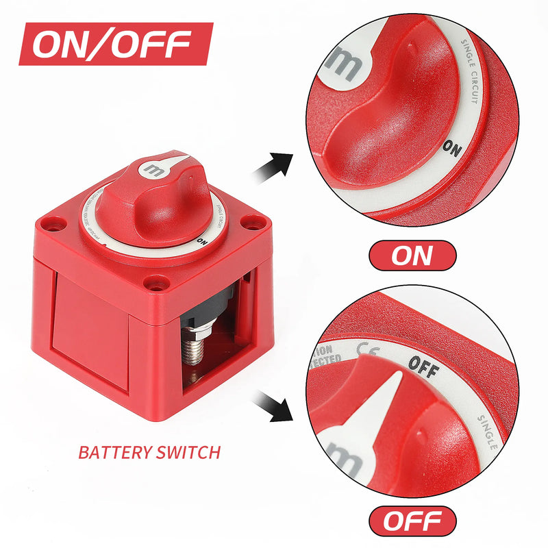 ASW-A6006 M-Type Single Circuit ON-OFF Battery Switch with Knob